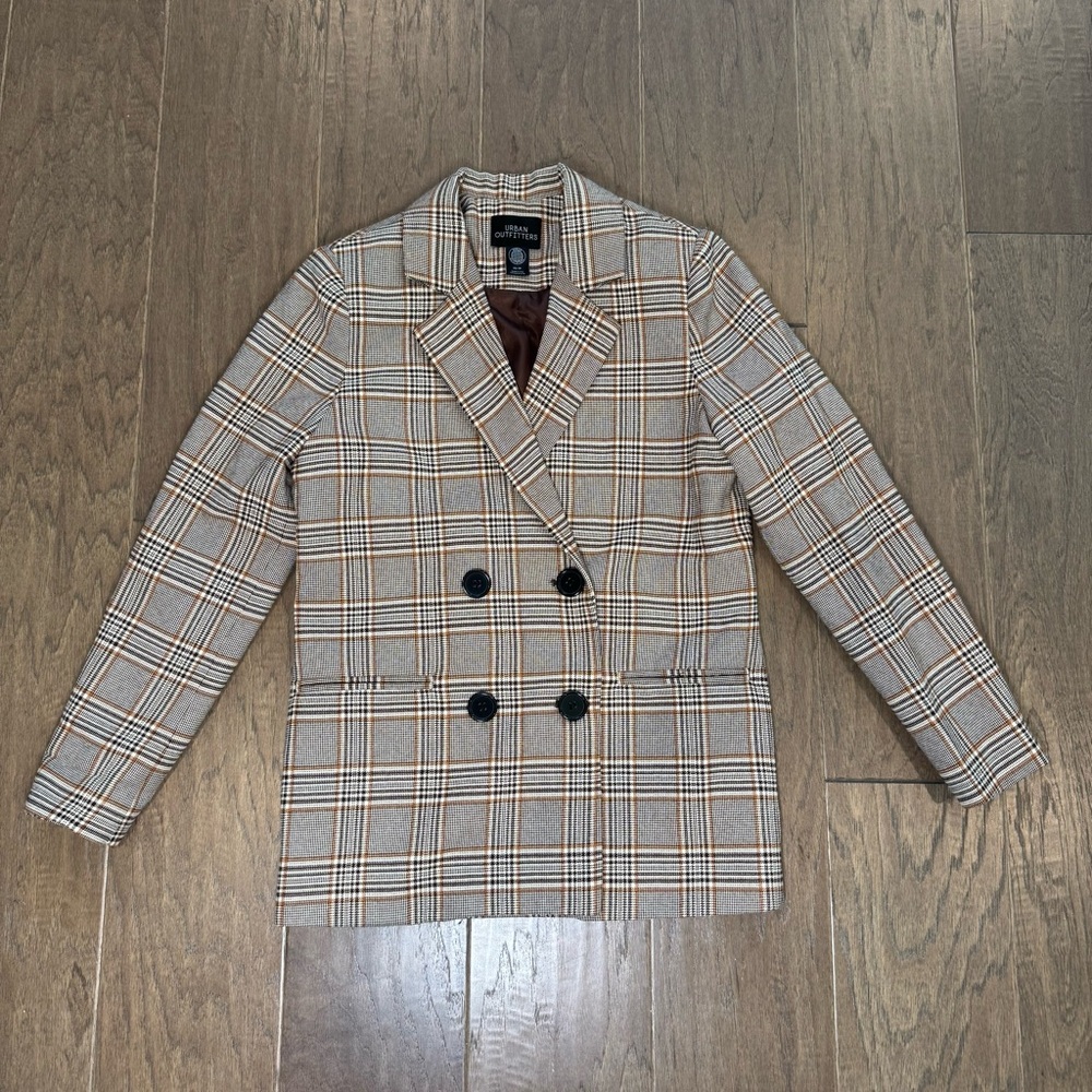 Urban Outfitters Double-Breasted Plaid Blazer